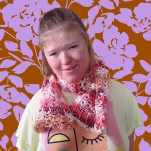 Echarpe rose marron blanc violet