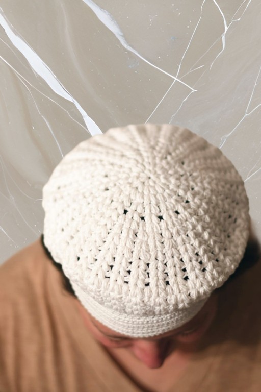 béret coton blanc petite tête – Image 3