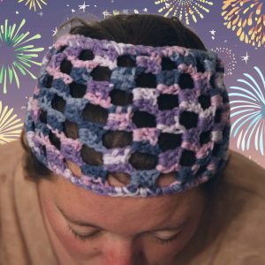 Bandeau violet motif carré Acrylique