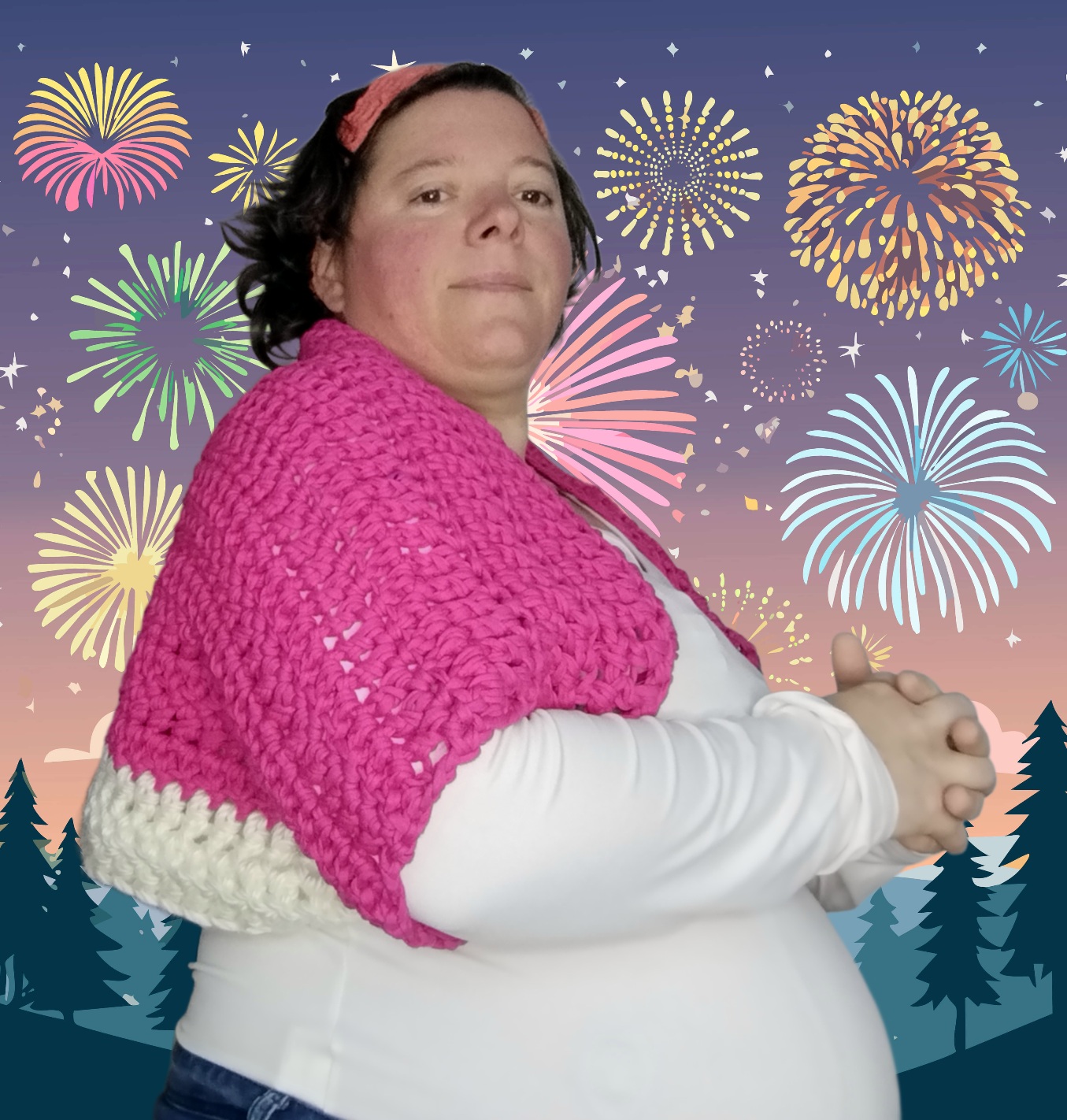 Gilet rose et crème taille 42/44 – Image 2