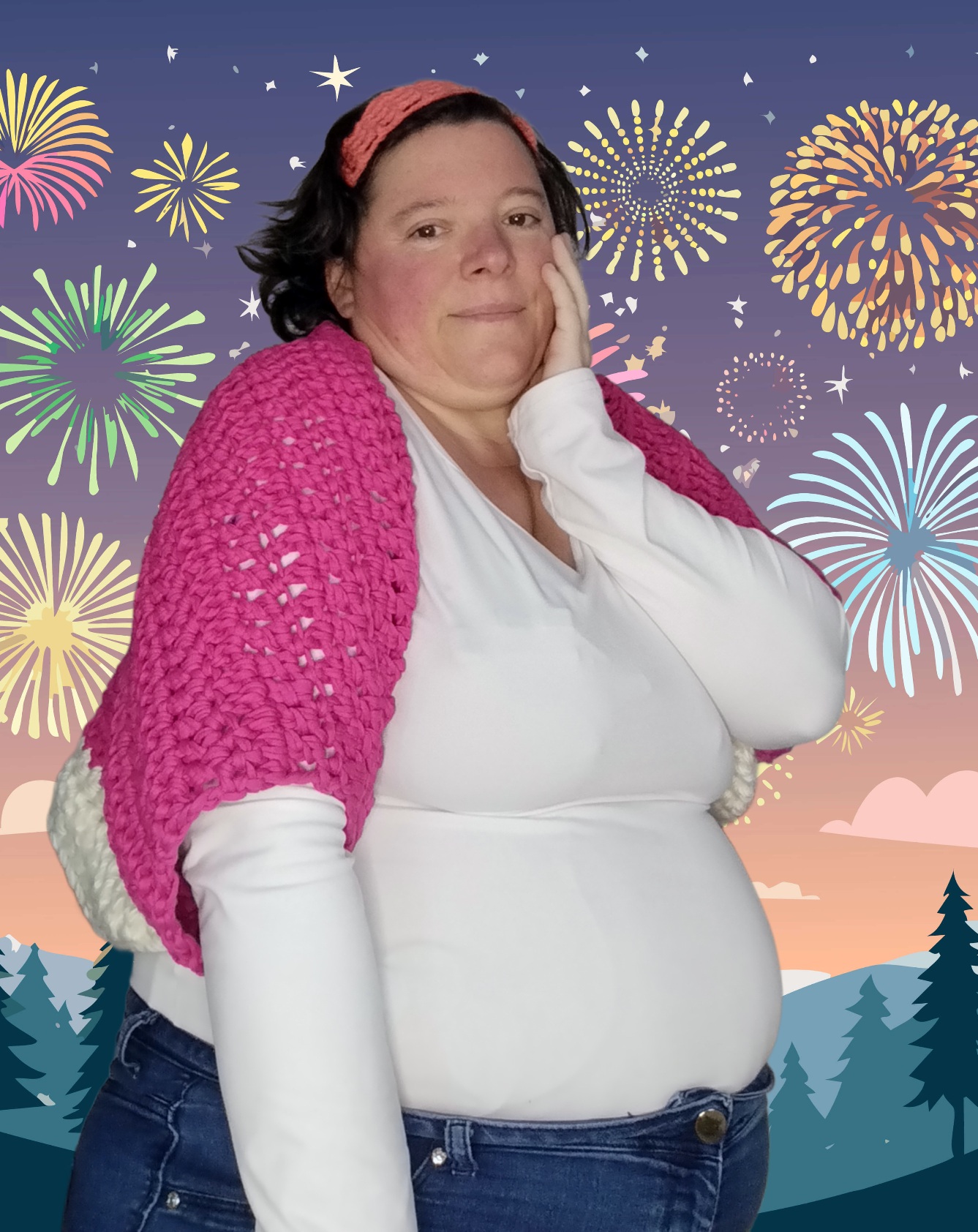 Gilet rose et crème taille 42/44 – Image 4