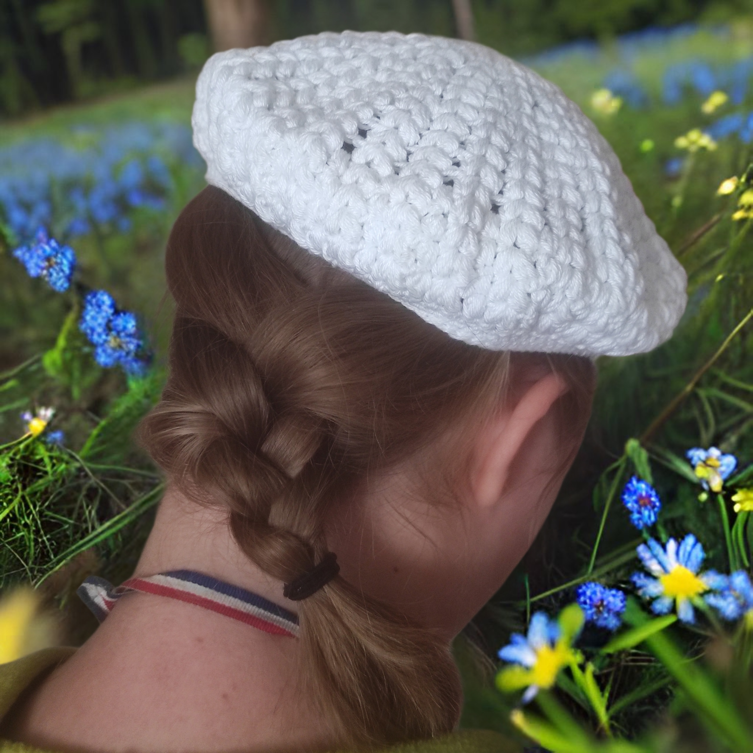 béret coton blanc petite tête – Image 6