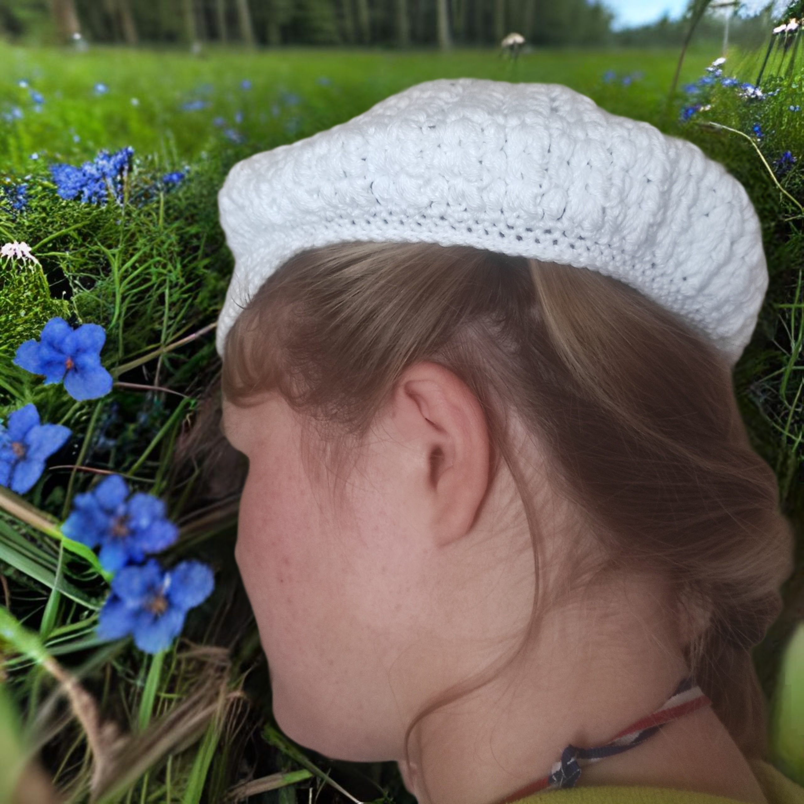 béret coton blanc petite tête – Image 5