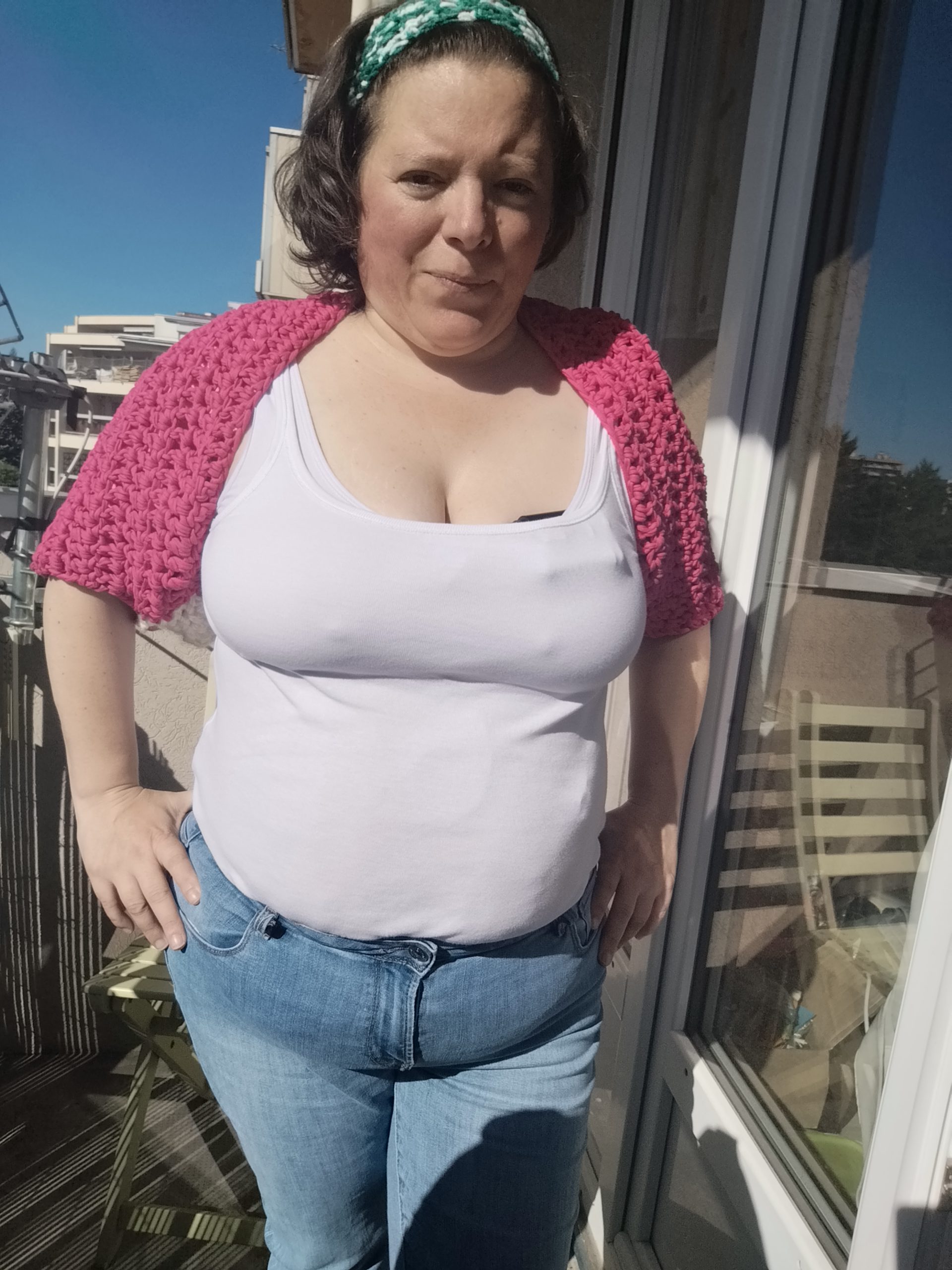 Gilet rose et crème taille 42/44 – Image 5